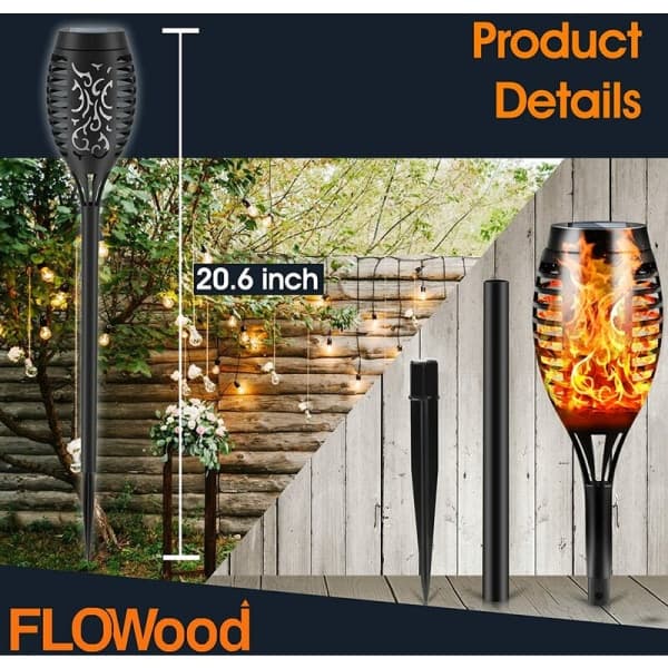Utomhus hage solcellelys, 4-pakke 12 LED solcellelys, IP65 vanntett solcellelampe