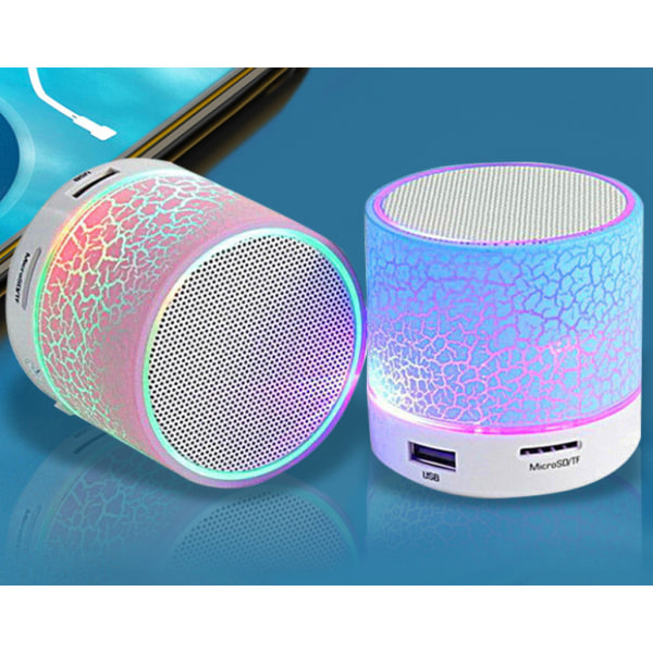 Mini Bluetooth -högtalare bärbar trådlös BT 5.0 S10 bilhögtalare med LED FM-radio (vit)