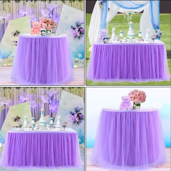 IC Tyll bordsskørt tutu skørt dug egnet til baby shower fest pige havfrue fødselsdagsfest