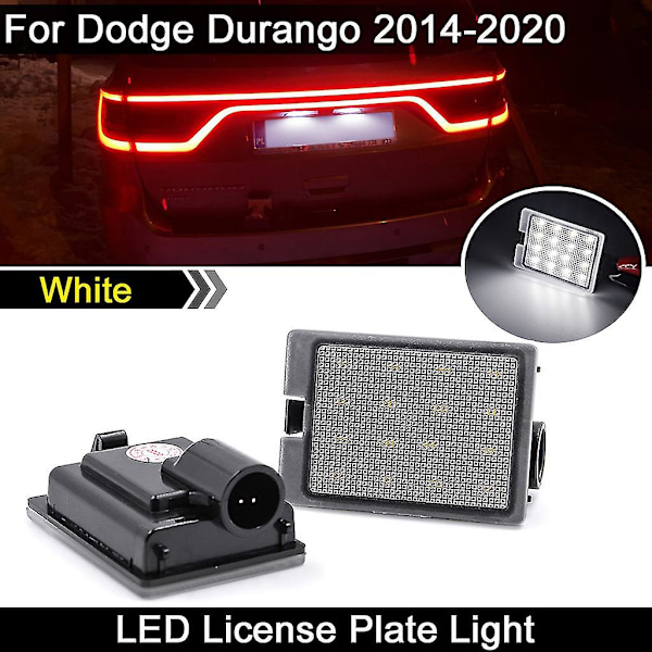 2 stk. Høylysstyrke hvite LED-skiltlys for nummerskilt til Dodge Durango 2014 2015 2016-2019 2020