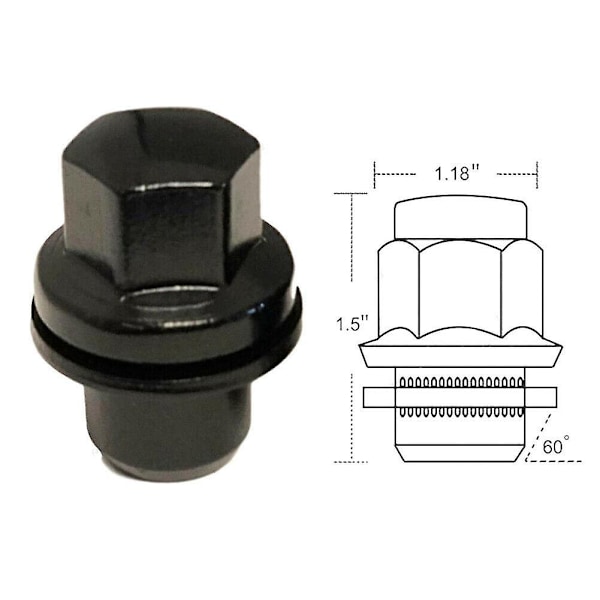20x Sorte Lug Nuts M14x1.5 Passer Til Land Range Rover Sport Hse Lr3 Lr4 Lr2 Hjul