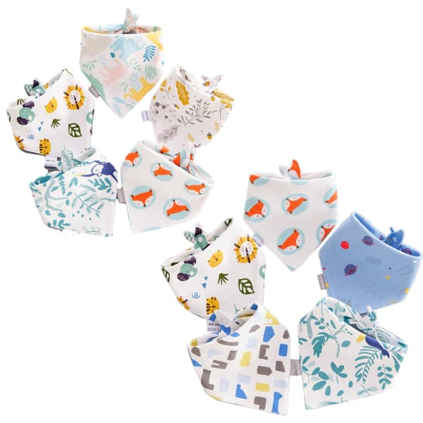 10-pack Baby Bandana - Fox Lion Combo + Early Autumn Elephant Combo