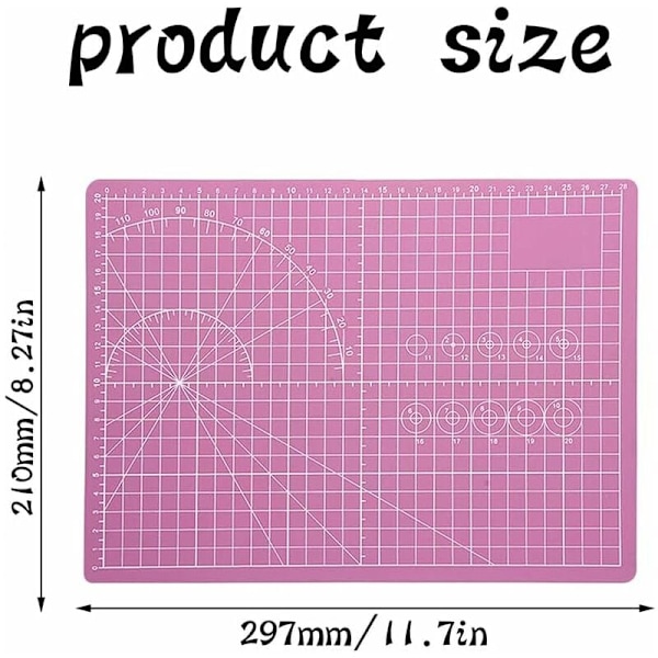 Skärmatta, Symatta, Skärbas, Skärplattor, Självläkande Skärmatta, för Tyg, Quiltning, Sömnad, Scrapbooking (Rosa)