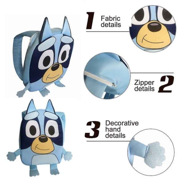 IC Bluey ja Bingo koululaukku 11,4*9\" sarjakuva lasten reppu, syntymäpäivälahja lapsille - koko Bluey