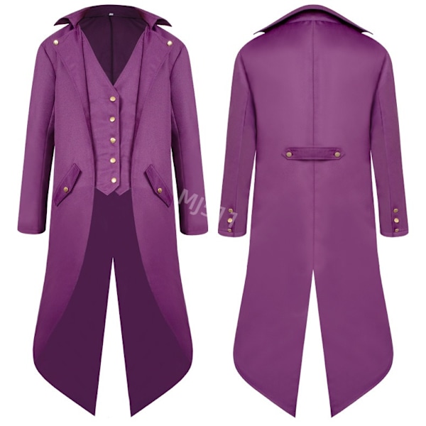 2024wish Ny europeisk och amerikansk herrmedeltida retrokläder herrkläder MJ51 mellanlång punk retro smoking herr Purple 145