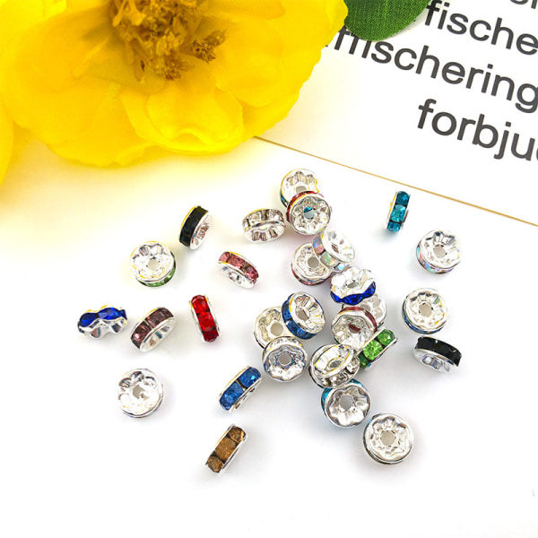 [Tilfældig stil] 100 smykketilbehør, diamantringe, perler, 8 mm