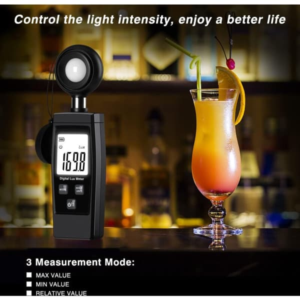 Digital Lux Meter, Praktisk Planteeksponering, Fuld med Bølger Op Til 200.000 Lux, Lux Meter med Maksimum/Minimum Værdier, LCD Display