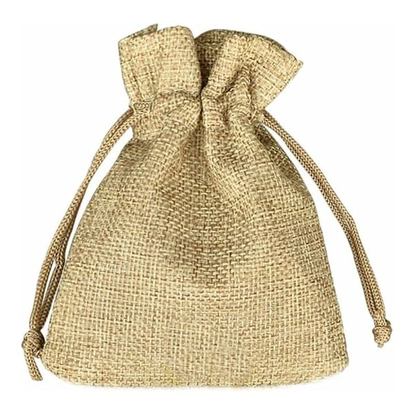 100 st Juteväskor 7x9cm, Återanvändbara Presentpåsar, Säckvävspåsar med Dragsko för Smycken Presentfest Födelsedag Jul Bröllop DIY - Khaki