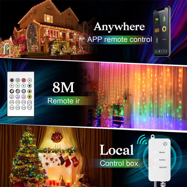 Fjärrkontroll RGB-ljusslinga Smart WiFi Juldekorationsljus med koppartråd utomhusljusslinga 5M Set