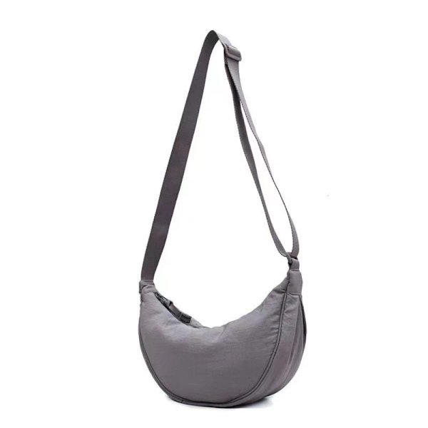 Casual Nylon Hobos Crossbody-väska för kvinnor Axelväska Kvinna Half Moon Bröstväskor Tote Lady Travel Shopper-väska Kvinnliga plånböcker Grå Gray 31x16x9cm