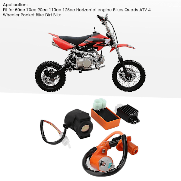 4-takts ATV-tændingssæt: CDI-modul, tændspole, ensretter, startrelæsolenoid - 50cc 70cc 90cc 110cc 125cc