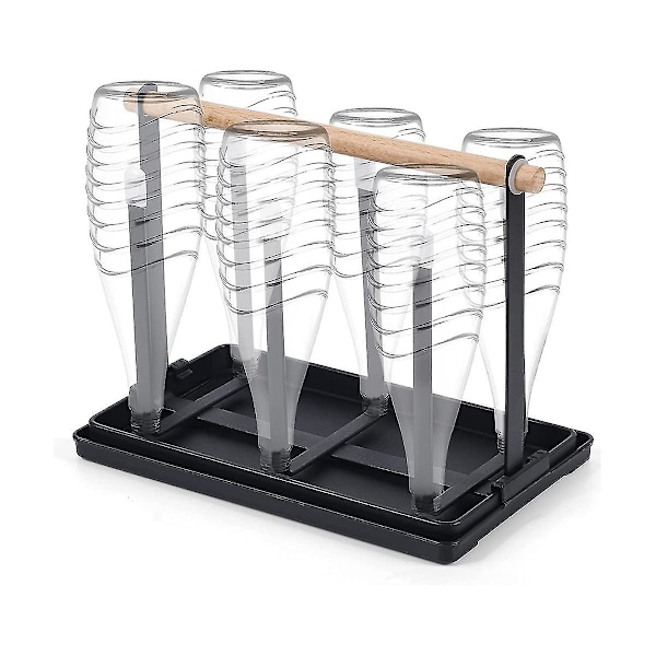 Holder, opvaskestativ flasker, 6 stativer, metal kopholder med bakke og tørrestativ til flasker og kopper