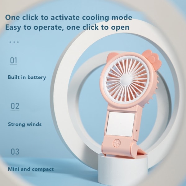 IC Med Beauty Spegel Mini Fläkt USB Uppladdningsbar Handhållen Sminkspegel Mi A3