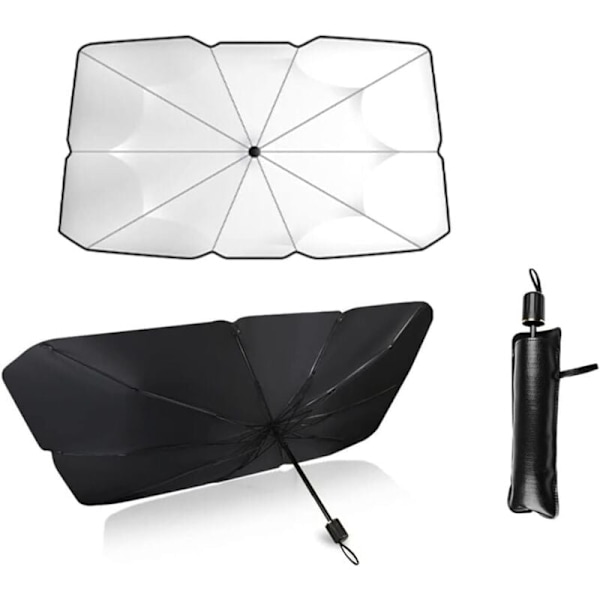 Solskydd för bil, invändigt solskydd för vindruta, hopfällbart solskydd för bil, blockerar 99,9 % av UV-strålar för bil, SUV, lastbil (140 x 79 cm)