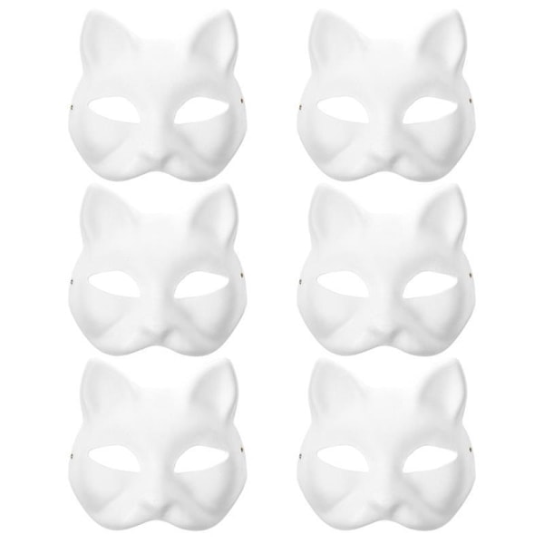6/10/12 stk. Maske Kattemaske Blanke Masker Hvidt Dyr 6
