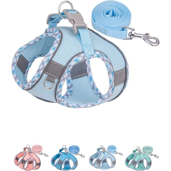 IC Hundesele for små og mellomstore hunder uten trekk, valpesele og sett, Easy Walk hundesele for gåturer, løping (lyseblå, L)