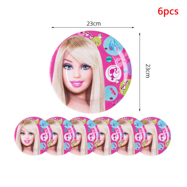 IC 1/6ST Barbie Prinsessa Juhlamekko Lasten Syntymäpäivät Lautanen 9-tuumainen