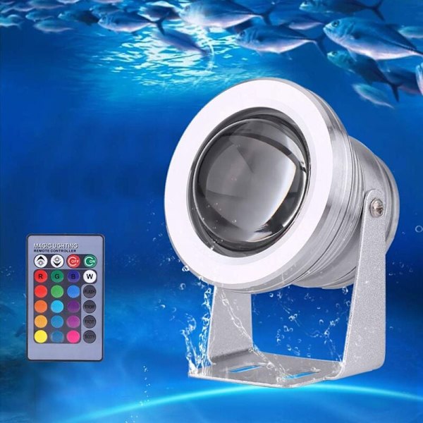 LED Undervattensstrålkastare, IP67 Vattentät RGB Undervattensbelysning, 10W LED Strålkastare för Utomhus Trädgårdsbelysning med Fontän Pool NPTERBL