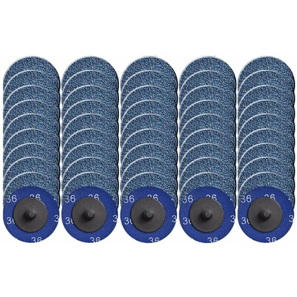 50 stk. 2\" Quick Change slibeskiver Roll Lock skive med Zirkoniumbelægning til overfladebehandling (korn 36)