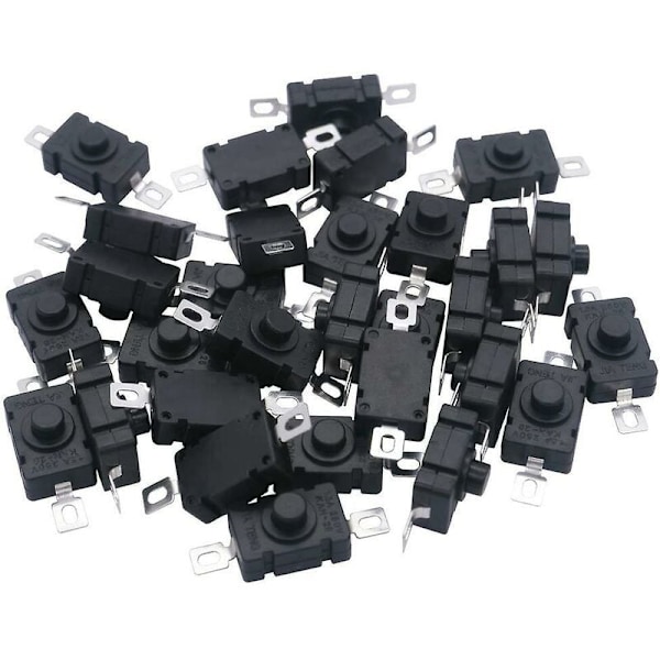 40 st Självlåsande Tryckknappsbrytare, KAN-28 Mini Ficklampsbrytare (20 st Platt Stift med Hål + 20 st Böjt Stift med Hål)