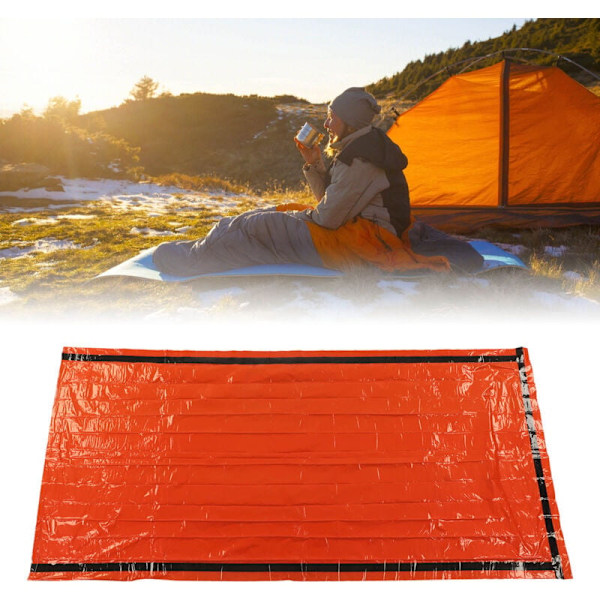 Nödöverlevnadssovsäck Termisk Isolering PE Aluminiumfilm Bivack Överlevnadsväska med Förvaringsväska för Utomhusbruk Orange 210x100cm