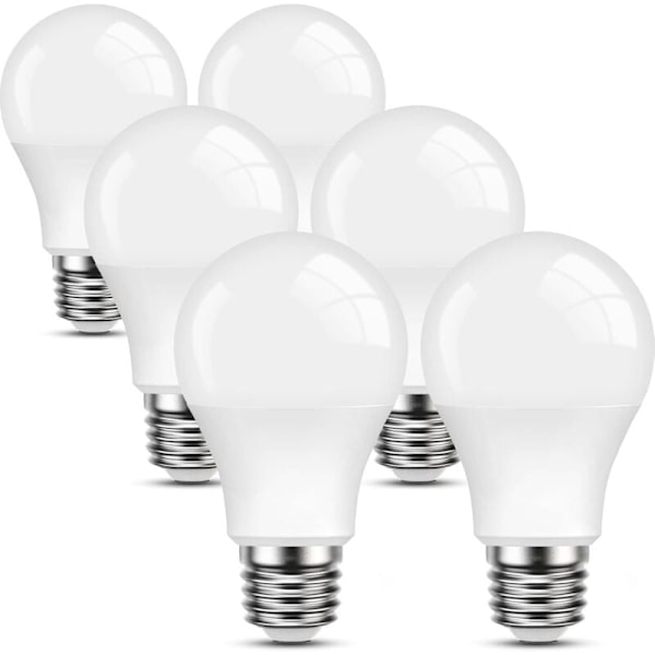 6-pack E27 LED-lampor Varmvitt, 9W motsvarande 60W, 2700K Standard A60-lampa med skruvsockel, Ej dimbar, 220v-240v för Hem Restaurang Café