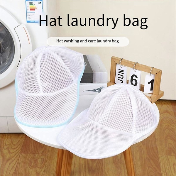 Enkel hattvaskbeskytter Baseball Cap Cleaner Vaskeripose Vask hattpose Vaskemaskin Mesh Bag Ny 2 stk