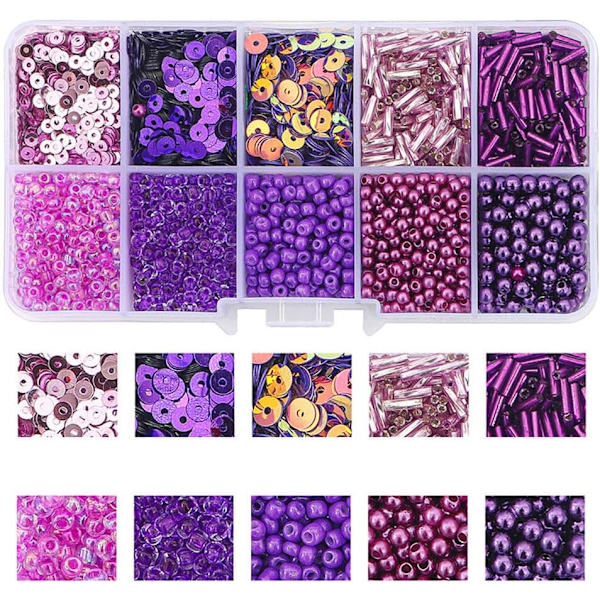 Färgglada minipärlor för armband - DIY Macaron Charm Kit Deep purple