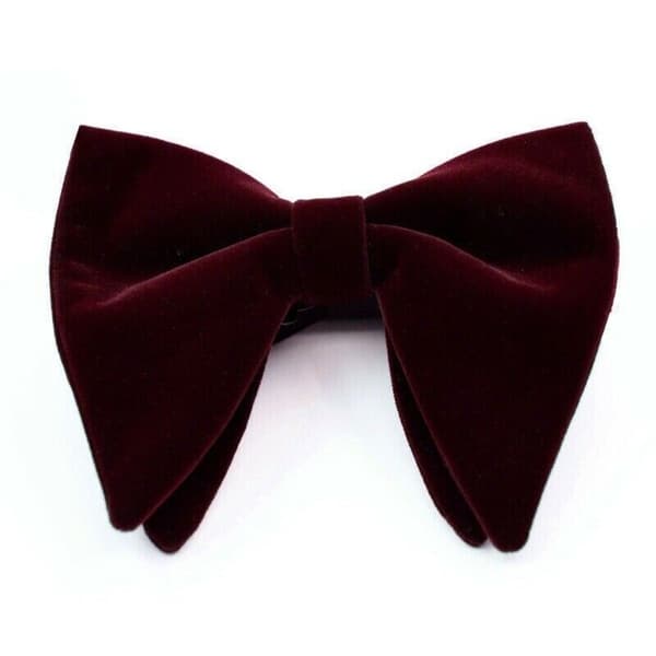 Herre Oversized Sløyfe Solid Fløyel Sløyfe Bryllupsfest Smoking Justerbar Wine red