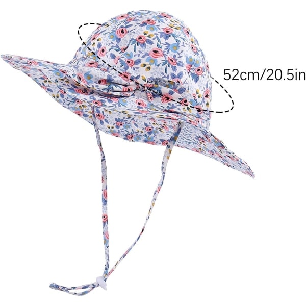 IC Søde tegneserie-/blomstrede solhatte til baby/drenge Justerbar solbeskyttelseshue med bred skygge