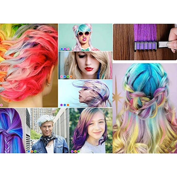 10-pack Kritkam / Hårkritor - Tillfällig Hårfärg Multicolor multifunction