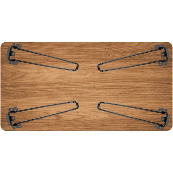 Sammenleggbare hårnål bordben fra Pieces, svarte tunge metall to-stangs støtteben DIY møbeltilbehør benk/datamaskinbord ben høyde 51cm..DEBUNS