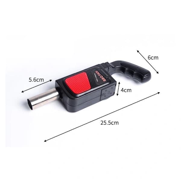 Bærbar elektrisk BBQ-blæser, brandstarter i plast og rustfrit stål til grill, camping, picnic, pejs, sort, batteri medfølger ikke