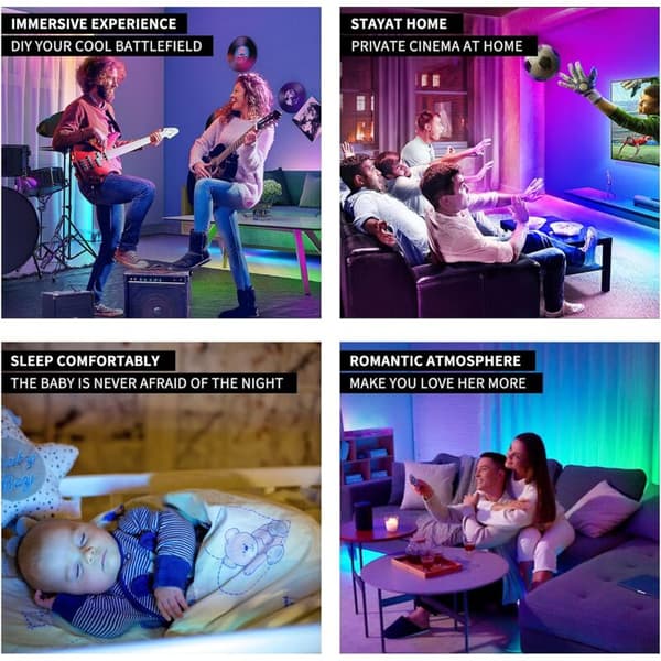 Bluetooth LED-slinga 15M LED-slinga 5050 RGB LED Sovrum Flexibel Flerfärgad Styrs via Smartphone-APP, Synkronisera med Musikrytm/Timerfunktion