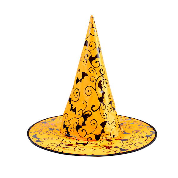 Halloween-hatt lysande häxhatt festdekoration spindelnät trollkarlhatt pumpa varmstämpling svart häxhatt MJ51 Orange 13 One Size