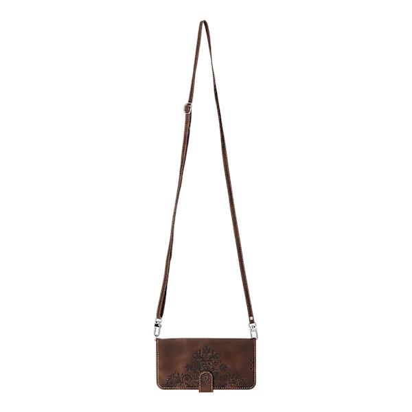 Samsung Galaxy A55 5G -kotelo, crossbody-nahkakuori korttipaikoilla - ruskea