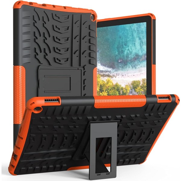Kompatibel med FIRE HD 10 Tablet Case 2021, Heavy Dual Dual Layer Stötsäker Slagtålighet Kickstand Case