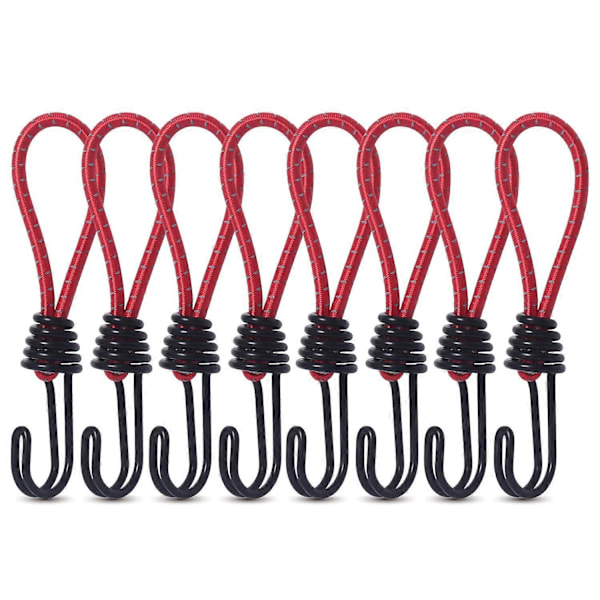 Strikkstrikker med kroker for utendørs bruk - 8 stk. Telt Elastisk Tau Spenne Krok Spiral Kroker for Camping, Telt