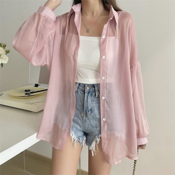 Dame Skjorte Bluse Langærmet Top SORT sort black