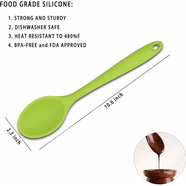 Silikonsked för kök, plastsked för matlagning, bakning, blandning och servering, 2 stycken (grön)