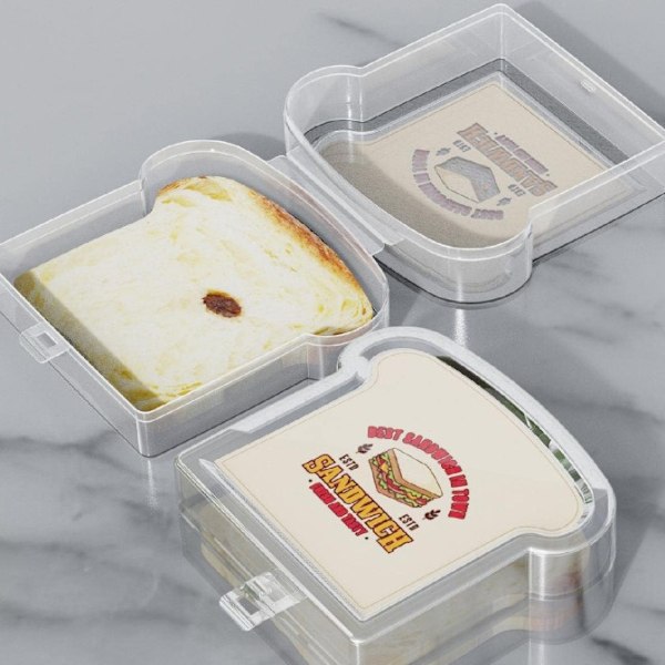 2 stk. populære bærbare toastbrød sandwichboks hvedehalm brødboks transparent