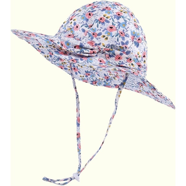IC Söta tecknade/blommiga solhattar för baby/pojkar Justerbar solskyddshatt med bred brätte