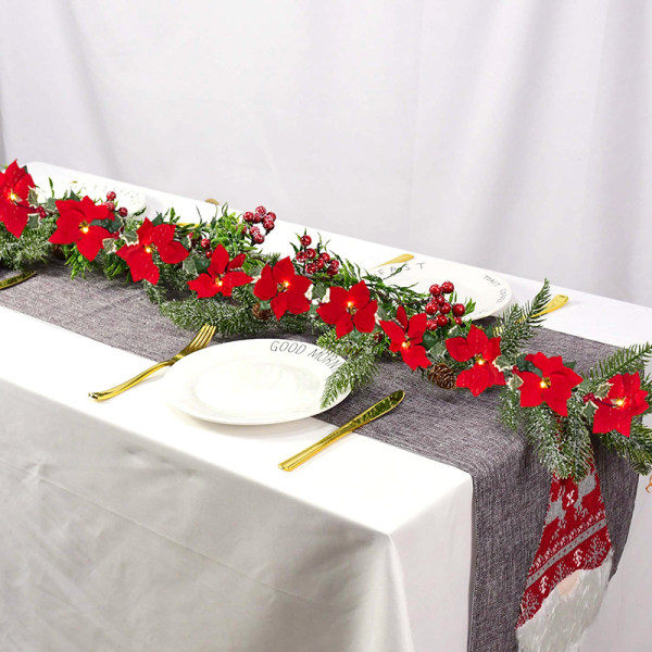 IC LED Julelyskæde Safflor Blomst Frugtblad 2m