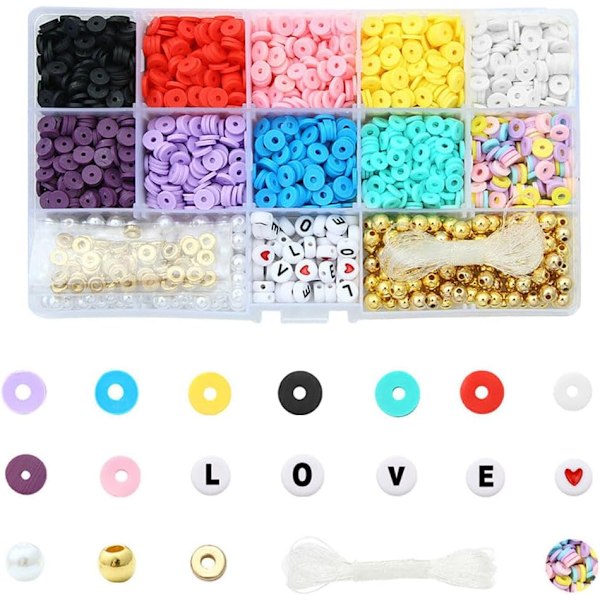Farverige alfabet bogstavperler - Mini Rocailles armbåndsperle sæt Type 9