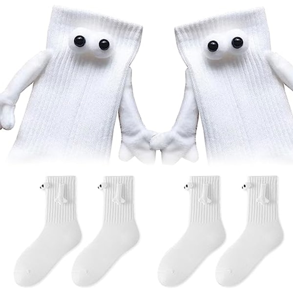 IC 2 par handhållande strumpor, par magnetiska strumpor, unisex vit