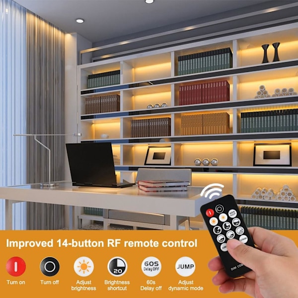5m COB LED-tejp 3000K 24V COB LED-remsa Varmvit med fjärrkontroll/IP30 Vattentät/1600 LED-lampor/8mm Bredd Dimbar LED-remsa för sovrum Heminredning 3000 k