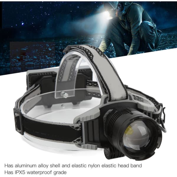 XHP70 Hodelykt, USB-ladehodelykt, Hard Lampe med Pannebånd, Digital Skjerm, Zoom, DUBUNS
