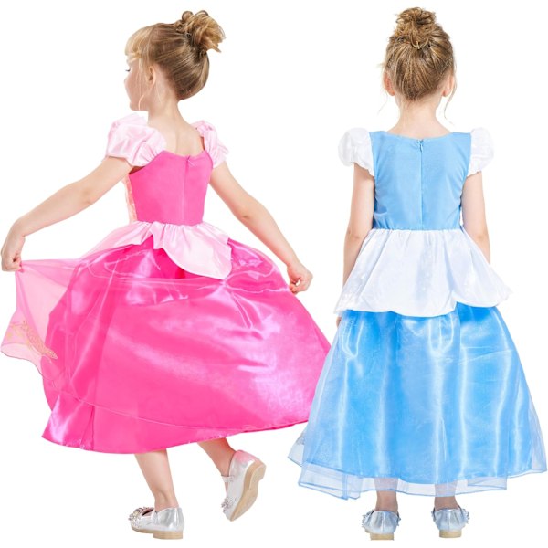 Flickors Prinsessdräkt 6-delad Prinsessakjol Klänning Topp Kjol Outfit Set för Halloween Karneval Fest Födelsedag 3-12 År Gammal 7-8 Jahre