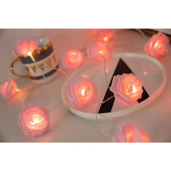 Batteridrevne LED-lys med rosa blomstermønster, diameter 6 cm, PE (polyetylen)., rosa, 3M 20LED