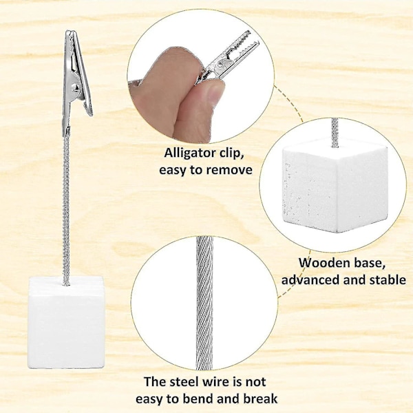 20 stk. Pladskort Holder Cube Foto Clips Holder Med Alligator Clip Træ Base Memo Bord Nummer Holder Kort Display Stander Til Kontor Menu Bryllup